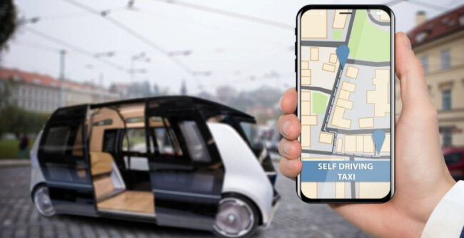 Taxi robot llegando a su destino